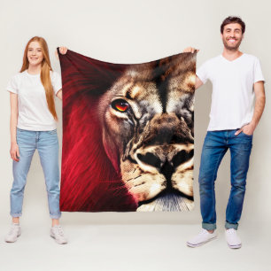 Couverture Polaire Étonnant Lion mâle sauvage de fleur