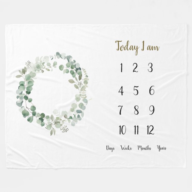 Couverture Polaire Eucalyptus a écrit la 1ère année de la fête du béb (Devant (Horizontal))