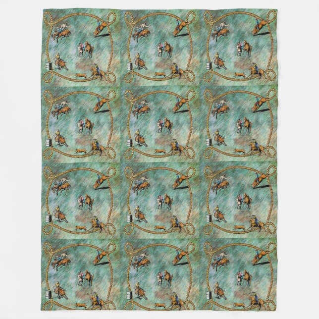 Couverture Polaire Événements Rodéo Occidentaux Fleece Blanche Avec C (Devant)