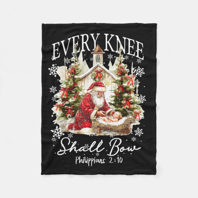 Couverture Polaire Every Knee Shall Bow Santa Christmas Nativity Scen (Devant)