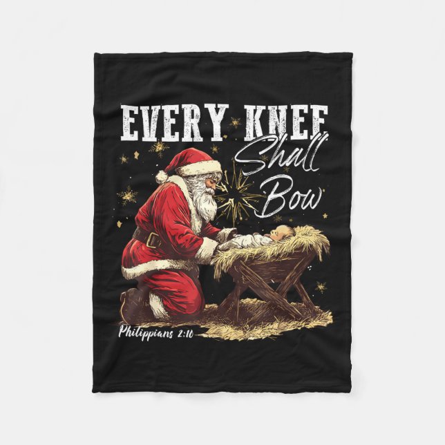 Couverture Polaire Every Knee Shall Bow Santa Christmas Nativity Scen (Devant)