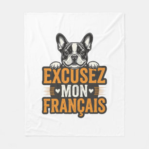 Couverture Polaire Excusez Mon Français Bouledogue Français Vintage