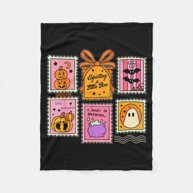 Couverture Polaire Expecting A Little Boo Cute Ghost Pumpkin Bat Anno (Devant)