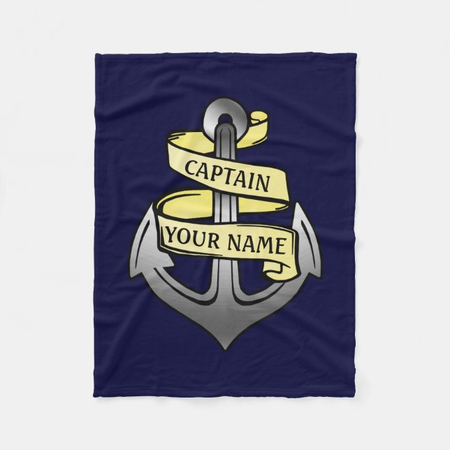 Couverture Polaire Expédier Capitaine Votre nom Ancre personnalisable (Devant)