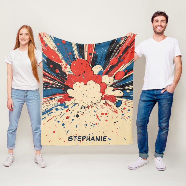 Couverture Polaire Explosion d'art pop de style comique (4) (En situation)