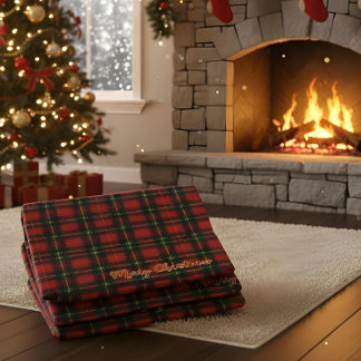Couverture Polaire Exquisite Christmas Tartan Merry Christmas