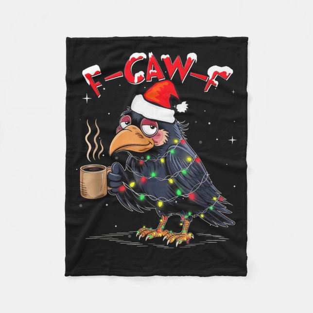 Couverture Polaire F-caw-f Christmas Crow Xmas Goth Lights Santa Hat  (Devant)