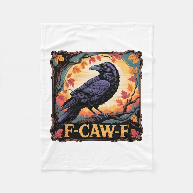 Couverture Polaire F-caw-f Crow Spooky Halloween Fall Leaves Thanksgi (Devant)