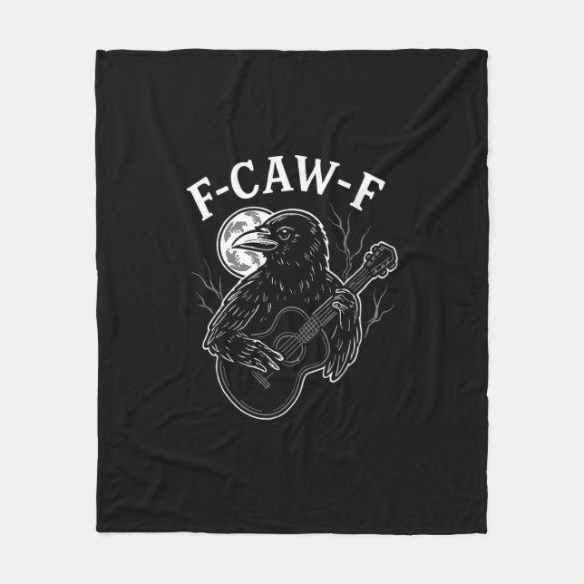Couverture Polaire F-Caw-F Funny Crow Guitar Halloween Bird Music Vin (Devant)