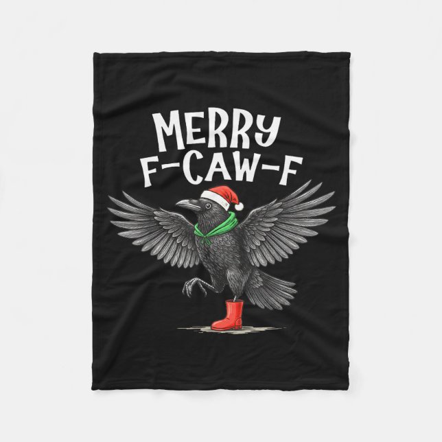 Couverture Polaire F-caw-f Merry Christmas Funny Crow Raven  (Devant)