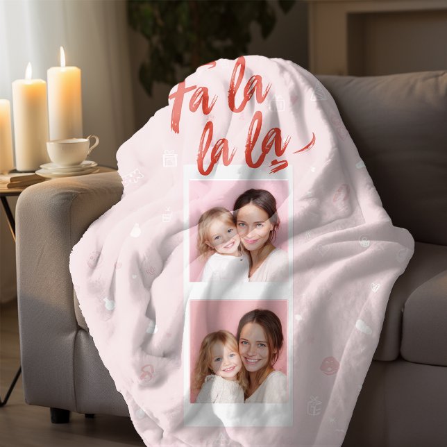 Couverture Polaire Fa La La La Blush Photo de Noël rose (Créateur téléchargé)