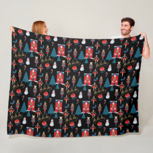 Couverture Polaire Fa La Nutcracker Caractère de Noël Motif Noir