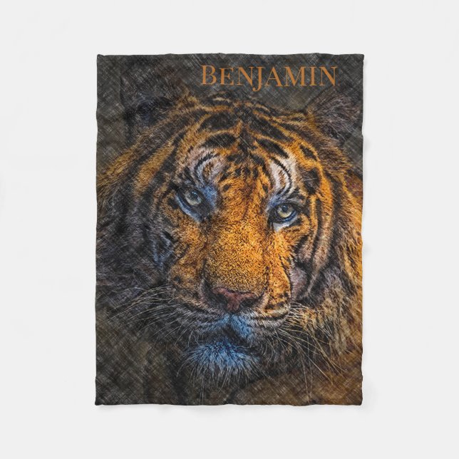 Couverture Polaire Face de tigre de nom personnalisé (Devant)
