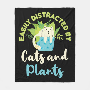 Couverture Polaire Facilement distrait par les chats et les Plantes d
