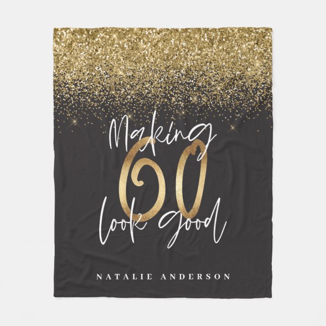 Couverture Polaire faire 60 look bonne parties scintillant d'or noir (Devant)