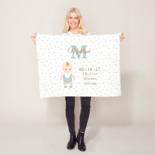 Couverture Polaire Faire-part de naissance bébé garçon