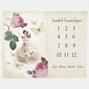 Couverture Polaire Fairy Ballerina Baby 1ère année Jalon Blanche 