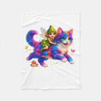 Couverture Polaire Fairy Riding Colorful Cat T-Shirt – Cute FaT-shirt