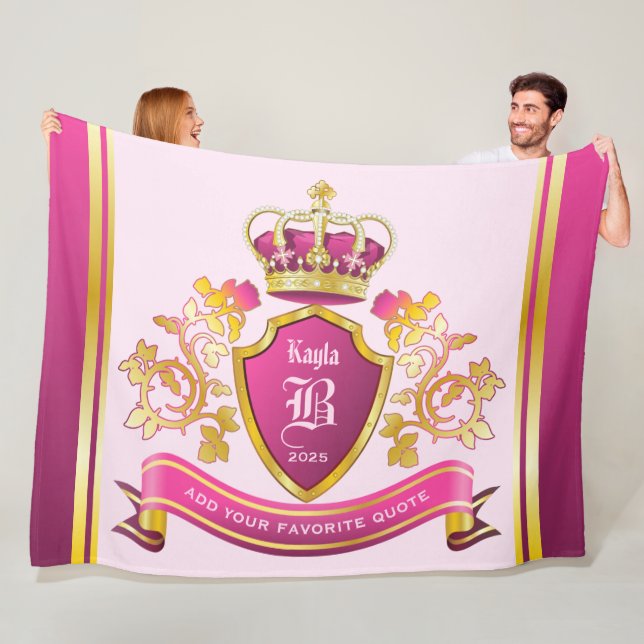 Couverture Polaire Faites votre propre armoiries Des perles de couron (En situation)