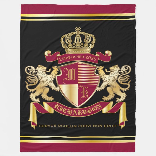 Couverture Polaire Faites votre propre blason d'armoiries d'or rouge (Devant)