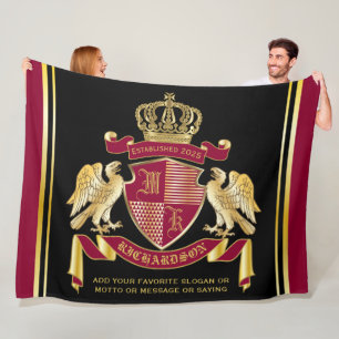 Couverture Polaire Faites votre propre blason Emblème d'aigle rouge o