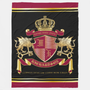 Couverture Polaire Faites votre propre blason Rouge Gold Dragon Emble