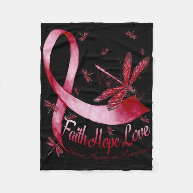 Couverture Polaire Faith Hope Love Brain Aneurysm Awareness Dragonfly (Devant)
