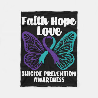 Couverture Polaire Faith Hope Love Butterfly Suicide Prevention Aware