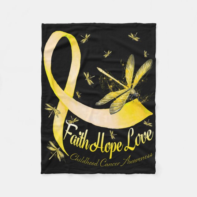 Couverture Polaire Faith Hope Love Childhood Cancer Awareness Dragonf (Devant)