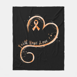 Couverture Polaire Faith Hope Love Orange Ribbon Leukemia Awareness