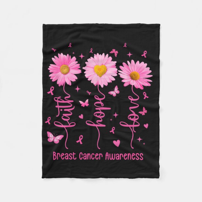 Couverture Polaire Faith Hope Love Pink Ribbon Cancer du sein Prix (Devant)
