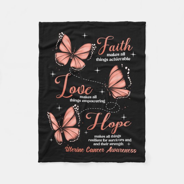 Couverture Polaire Faith Love Hope Papillon utérin Sensibilisation au (Devant)