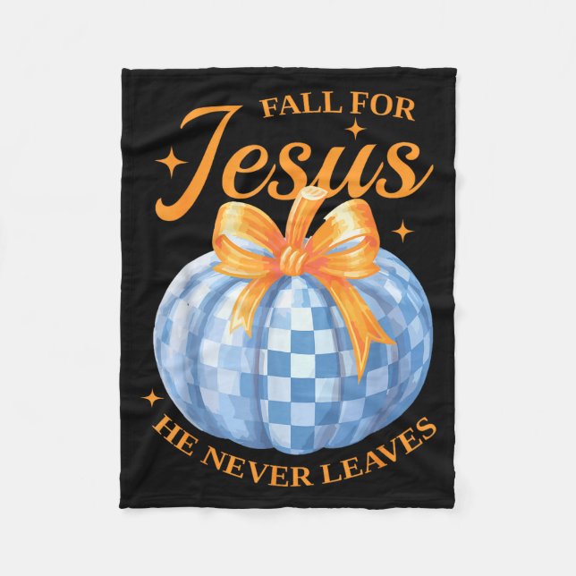 Couverture Polaire Fall For Jesus He Never Leave Cute Pumpkin Hallowe (Devant)