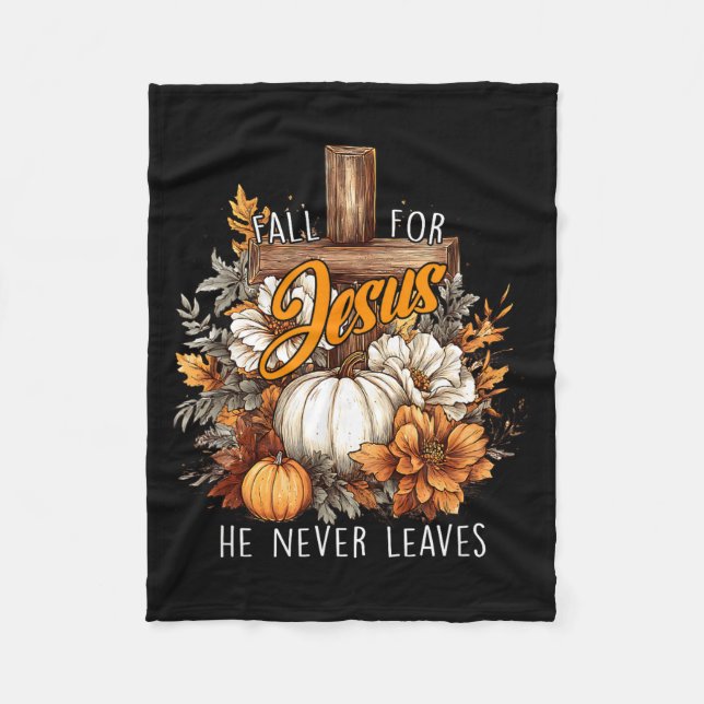 Couverture Polaire Fall For Jesus He Never Leaves Pumpkin Flower Jesu (Devant)