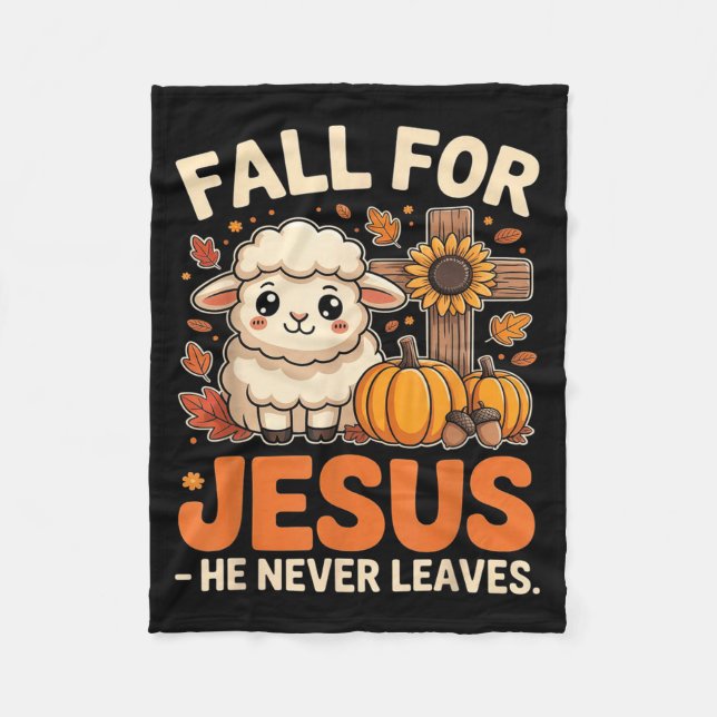 Couverture Polaire Fall For Jesus He Never Leaves Sheep Christian Aut (Devant)