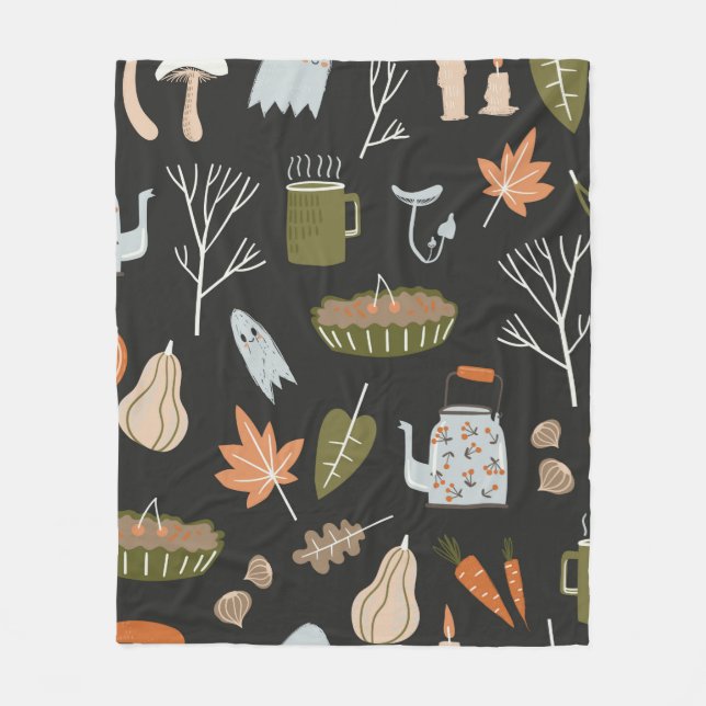 Couverture Polaire Fall seamless pattern with cozy nature elements. C (Devant)