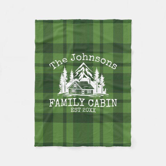 Couverture Polaire Famille Cabine Vert Plaid Nom à thème Personnalisé (Devant)