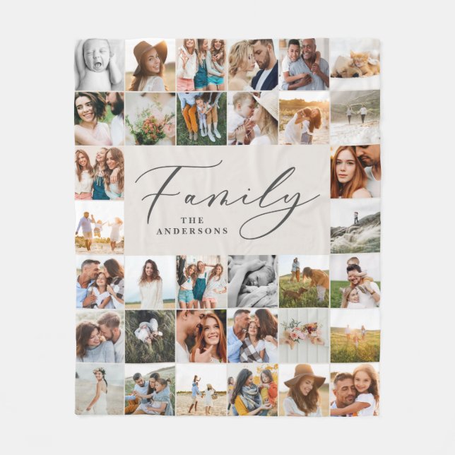 Couverture Polaire Famille de script naturel multi-photo moderne (Devant)