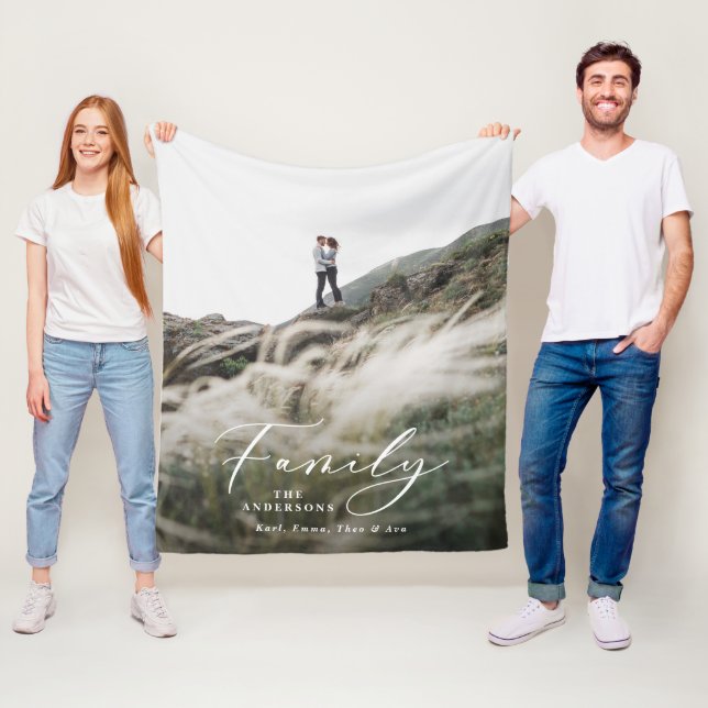 Couverture Polaire Famille d'écriture noire minimale de photo moderne (En situation)