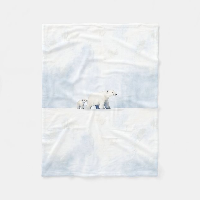 Couverture Polaire Famille d'ours polaire arctique (Devant)