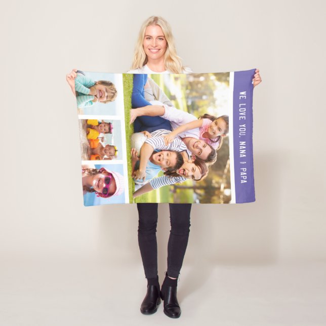 Couverture Polaire Famille Grand-Parents Jour Multi Photo Violet (En situation)