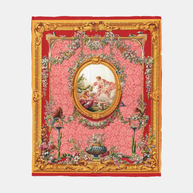 Couverture Polaire famille heureuse d'impression baroque du 18ème (Devant)