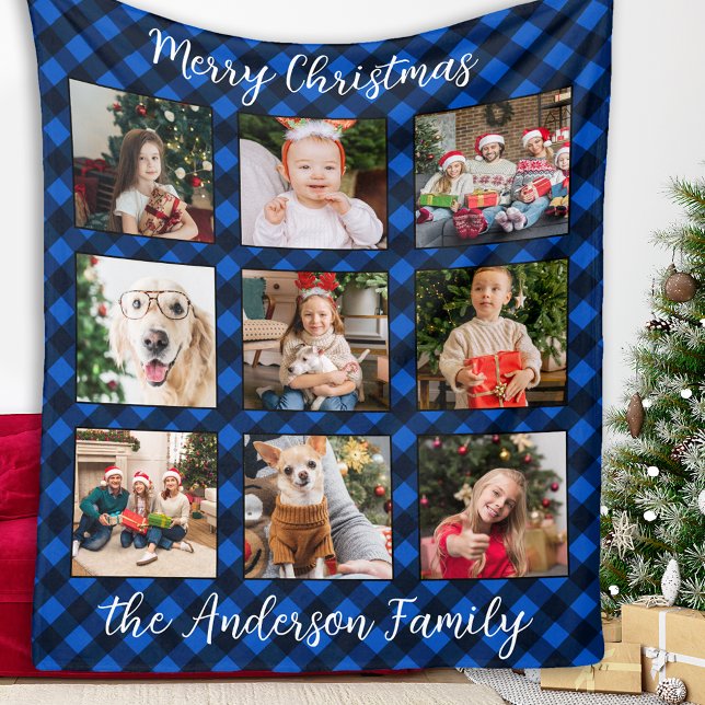 Couverture Polaire Famille Noël Personnalisé Photo Collage Plaid (Créateur téléchargé)