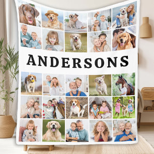 Couverture Polaire Famille personnalisée 25 Photos Collage Simple