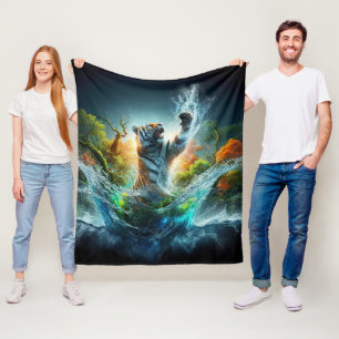 Couverture Polaire Fantastique Nature Animale Tigre Majestueux Splash