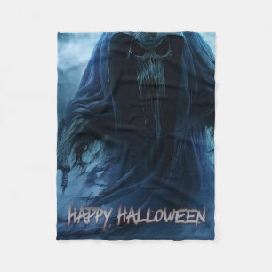 Couverture Polaire Fantôme noir dans un paysage infernal - Halloween