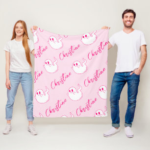 Couverture Polaire Fantôme rose mignon