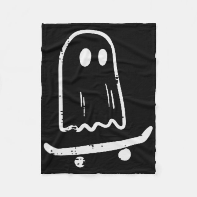 Couverture Polaire Fantôme Sur Skateboard Fun Retro Halloween Costume (Devant)