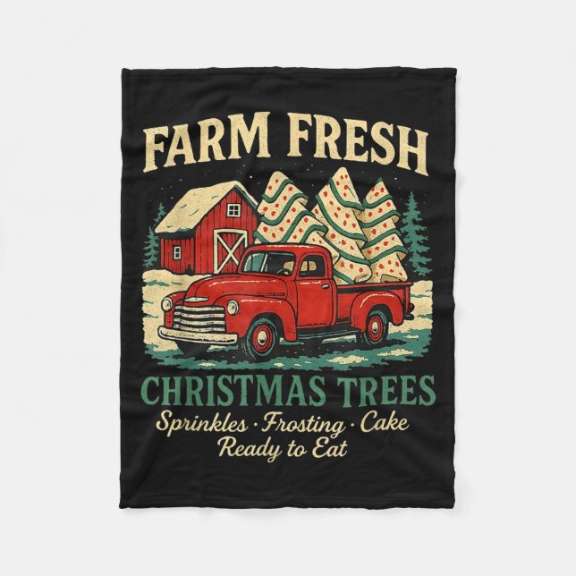 Couverture Polaire Farm Fresh Debbie Christmas Cake Retro Red Truck H (Devant)