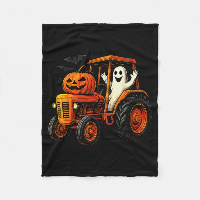 Couverture Polaire Farmer Ghost Tractor Pumpkin Soky Season Halloween (Devant)